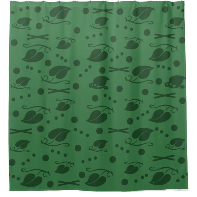 Rideaux De Douche Automne Feuilles Motif Vert foncé (Devant)