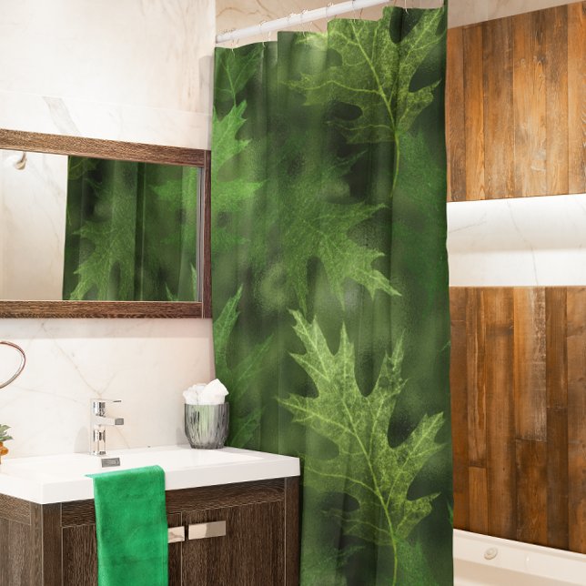 Rideaux De Douche Automne Hiver Feuilles Vert Brillant Feuille (Créateur téléchargé)