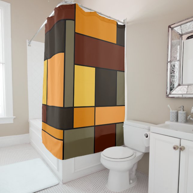 Rideaux De Douche Automne Mondrian (En situation)