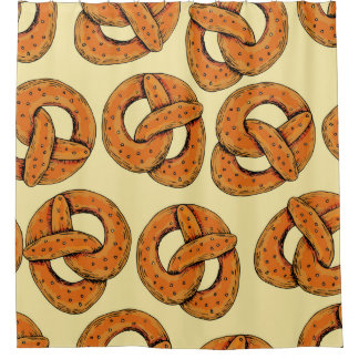 Rideaux De Douche Automne sans couture motif avec bretzels, octobre