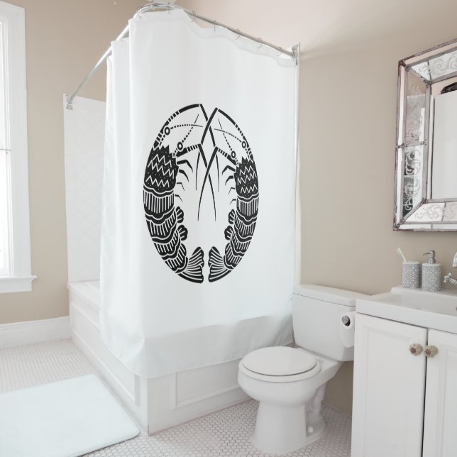 Rideaux de douche aux langoustes épineuses tournée (En situation)