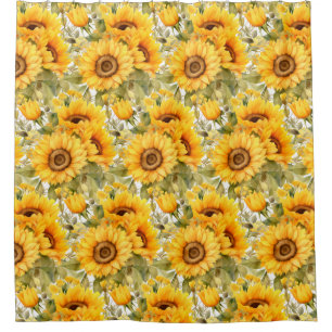 Rideaux de douche aux tournesols Americana rustiqu