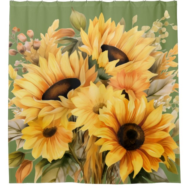Rideaux de douche aux tournesols Americana rustiqu (Devant)