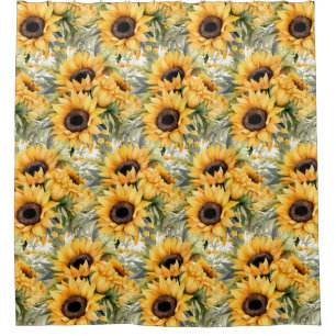 Rideaux de douche aux tournesols Americana rustiqu