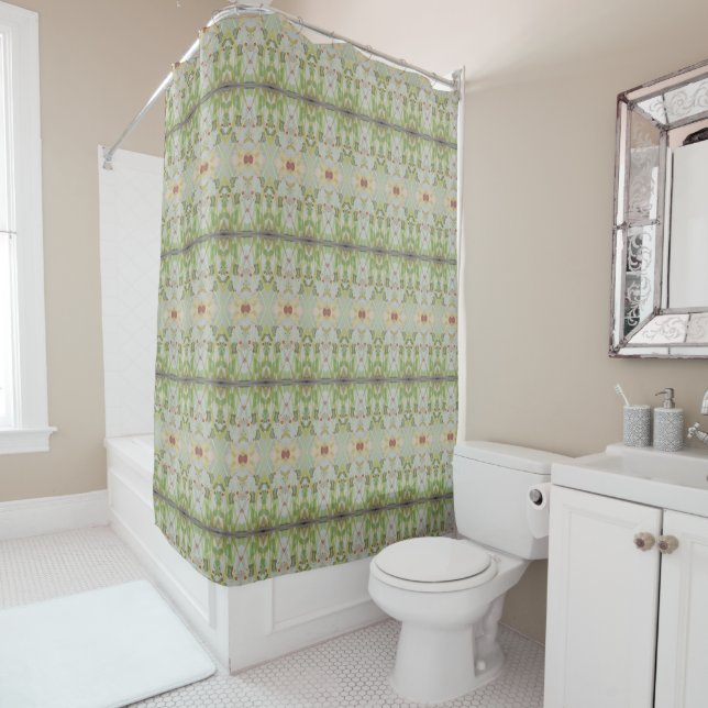 Rideaux De Douche Avec motif vert foncé (En situation)