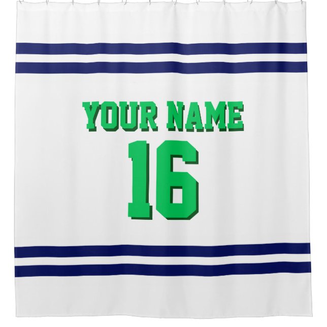 Rideaux De Douche avec Navy White Stripes Sports Jersey (Devant)