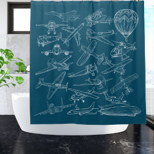 Rideaux De Douche Avion Avions anciens WW2 Collage Amusant Aviation
