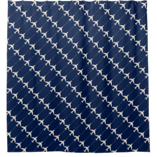 Rideaux De Douche avions blancs sur motif bleu pour pilotes - avion