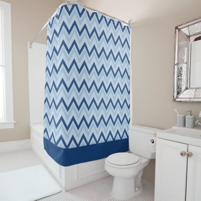 Rideaux De Douche Azul Sapphire Chevron (En situation)