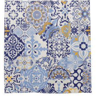 Rideaux De Douche Azulejos tiles patchwork. Seamless colorful patchw