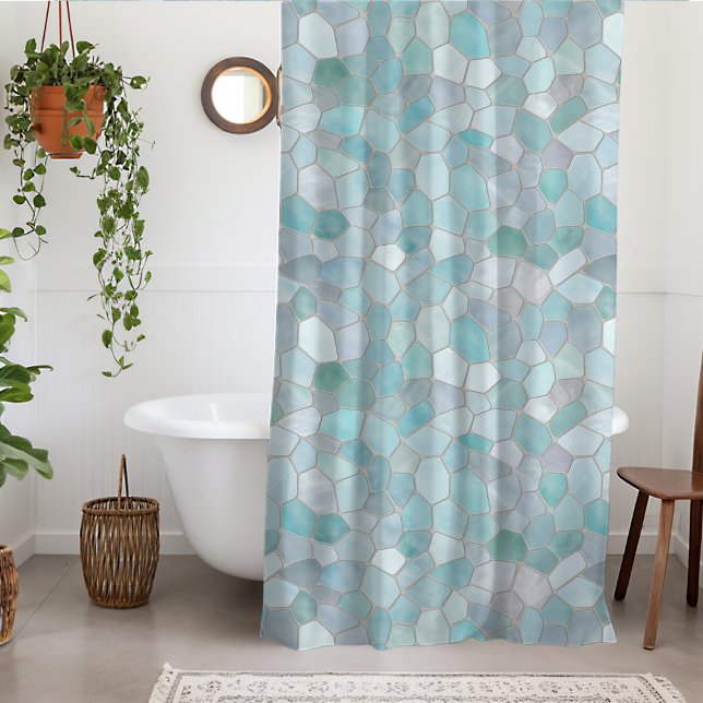Rideaux De Douche Azur Verdigris Mosaic (Créateur téléchargé)