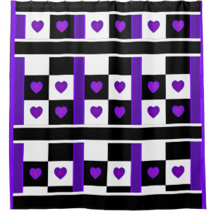 Rideaux De Douche B&W Purple Hearts Beating