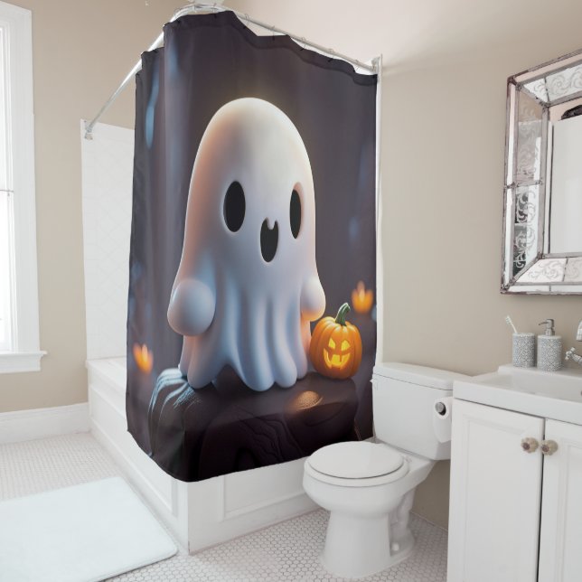 Rideaux De Douche Baby Ghost Déplaisant mignon caractère Halloween (En situation)