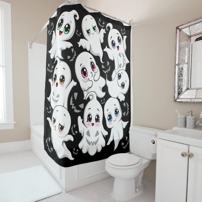 Rideaux De Douche Baby Ghosts Éffrayant mignon Halloween humeur (En situation)