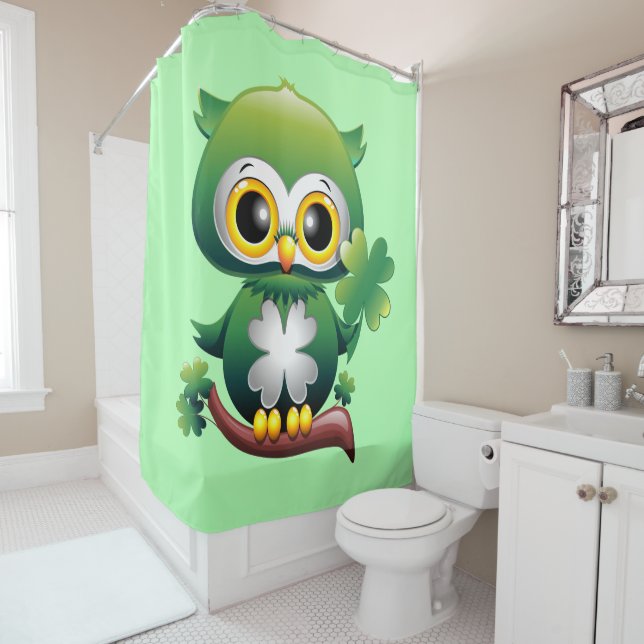 Rideaux De Douche Baby Owl St Patrick Paddy Cartoon (En situation)