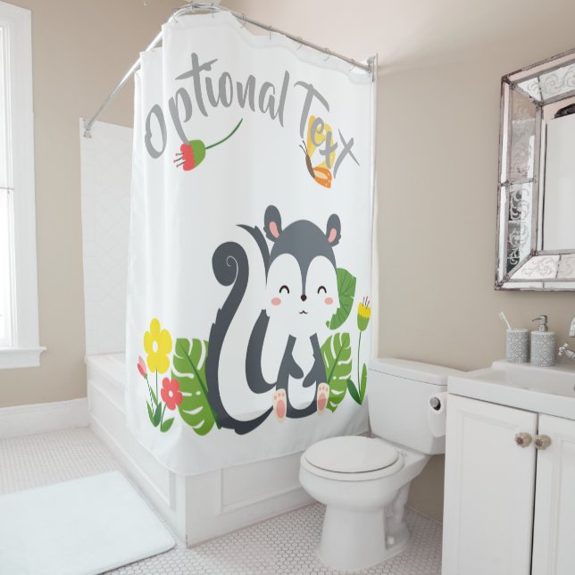 Rideaux De Douche Baby Skunk, Papillon & Fleurs (En situation)