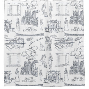 Rideaux De Douche Bain, Angleterre motif style Toile, Jane Austen