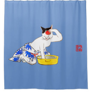 Rideaux De Douche Bain de chat japonais humoristique I