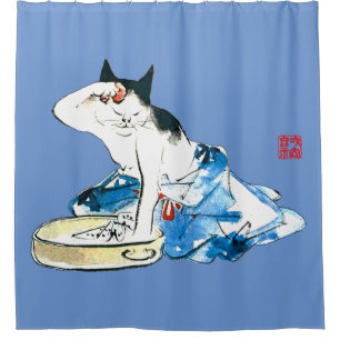 Rideaux De Douche Bain japonais de chats humoristique II