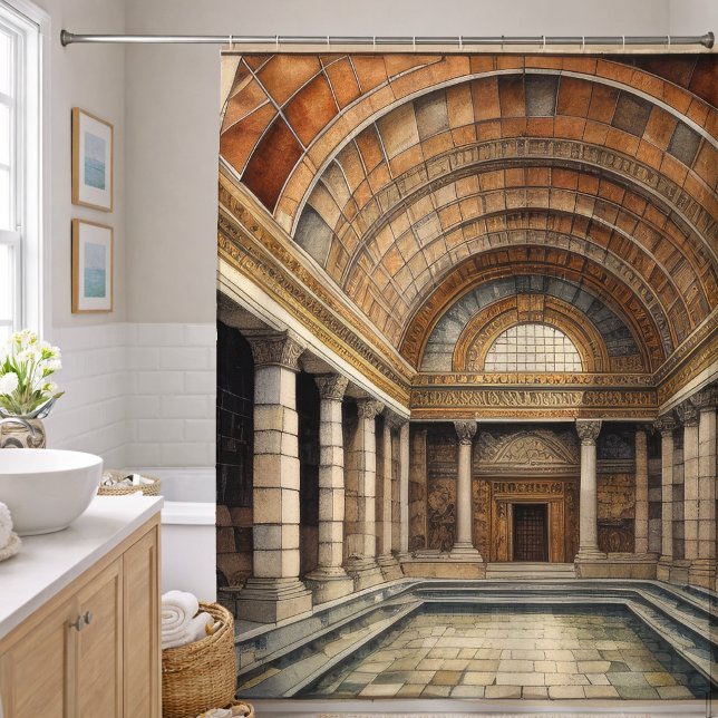 Rideaux De Douche Bain Romain Aquarelle 2 (Créateur téléchargé)