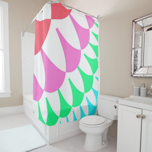 Rideaux De Douche Balances arc-en-ciel blanches (En situation)