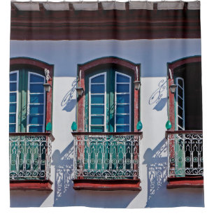 Rideaux De Douche Balcons sur la façade en Diamantina, Minas Gerais,
