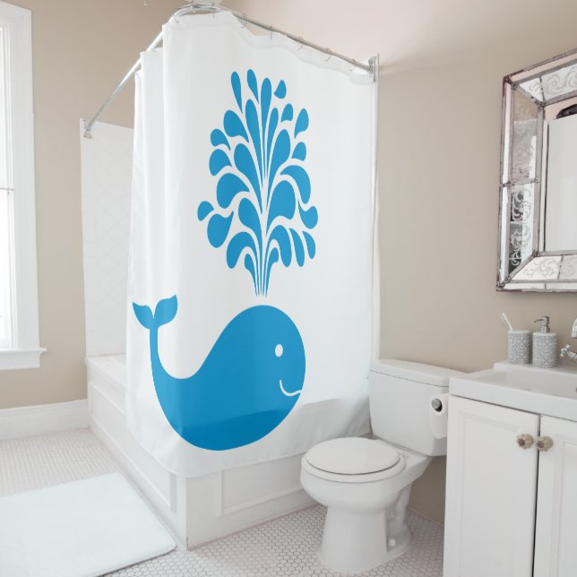 Rideaux De Douche Baleine amusante (En situation)