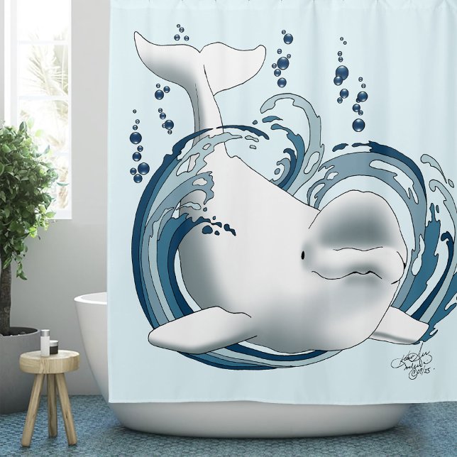 Rideaux De Douche Baleine Béluga Bleue (Créateur téléchargé)