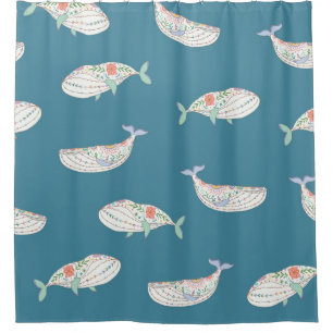 Rideaux De Douche Baleine scandinave, animaux de mer motif