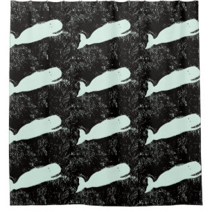 Rideaux De Douche baleines blanches sur le motif noir