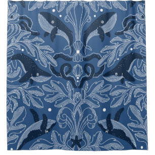 Rideaux De Douche Baleines nautiques, motif de texture damassée.