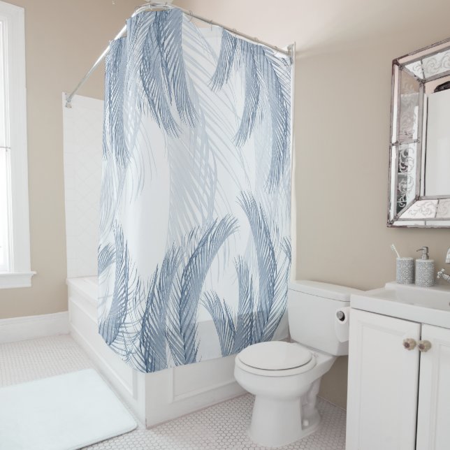 Rideaux De Douche Balises en plumes bleues douces 1 (En situation)