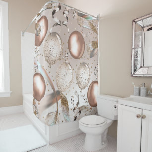 Rideaux De Douche Ballons roses rose or et Parties scintillant