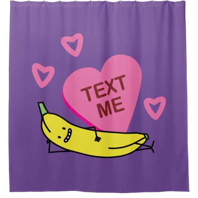 Rideaux De Douche Banana Text Me Valentine souriante en train de sou (Devant)