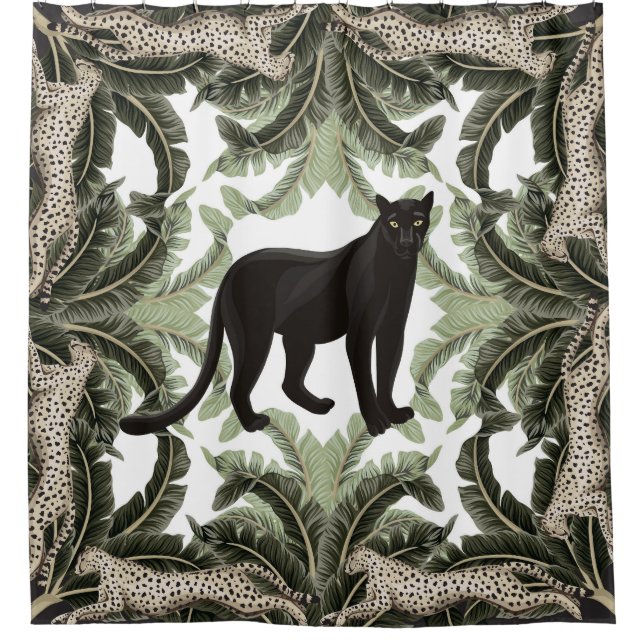 Rideaux De Douche Banana Tree Cheetah Motif tropical (Devant)