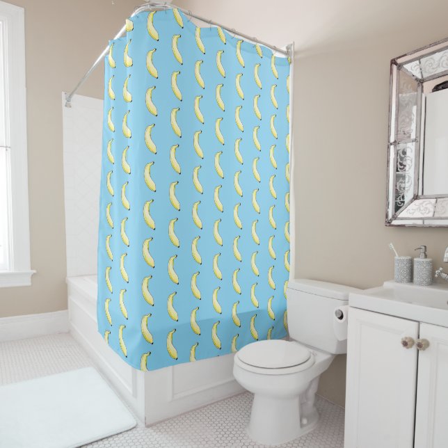 Rideaux De Douche banane aquarelle (En situation)