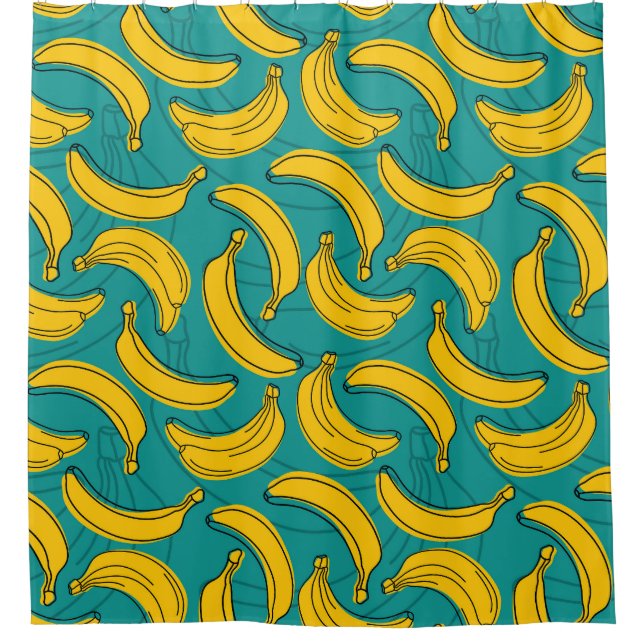 Rideaux De Douche Banane jaune : Noir Vintage (Devant)