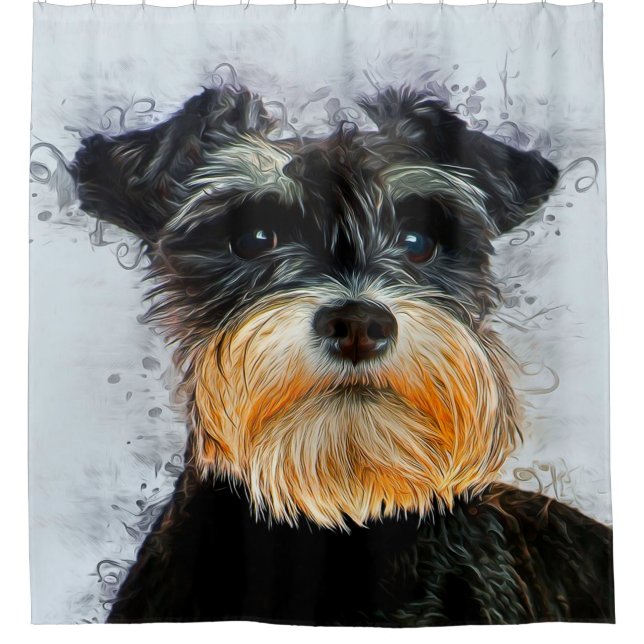 Rideaux De Douche Banc Décor | AMOUREUX DES CHIENS | Cute Schnauzer  (Devant)