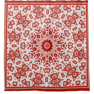 Rideaux De Douche bandana ethnique rouge et blanc
