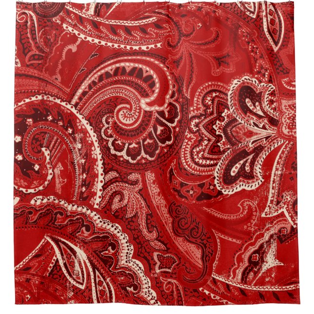 Rideaux De Douche Bandanna chic rouge de Paisley de hippie de Boho (Devant)
