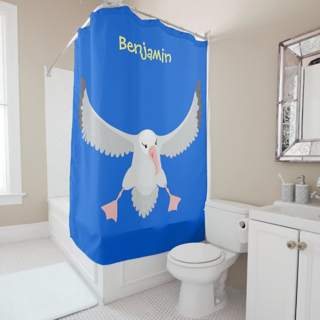 Rideaux De Douche Bande dessinée de l'oiseau mûre albatros (En situation)
