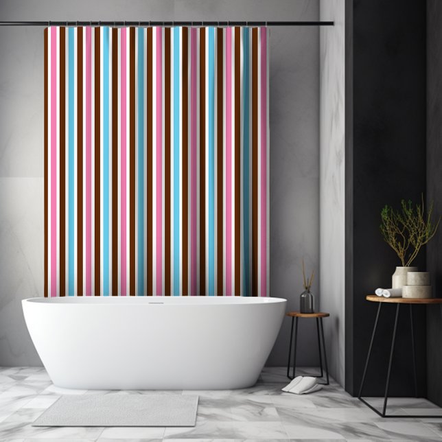 Rideaux De Douche Bande verticale colorée (Colorful Vertical Stripe Shower Curtain)