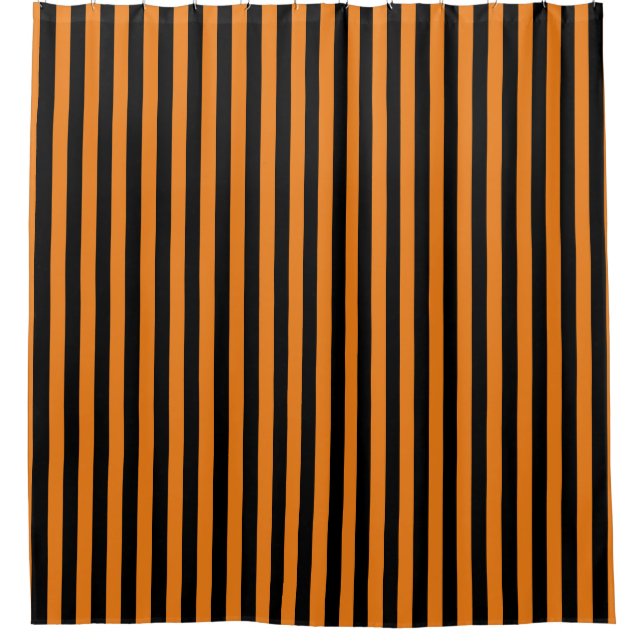 Rideaux De Douche Bande verticale orange noire d'Halloween (Devant)