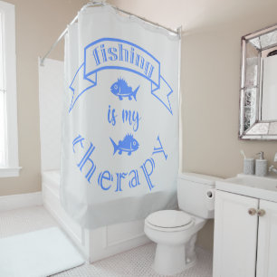 Rideaux De Douche Bandeau ruban citation La pêche est ma thérapie