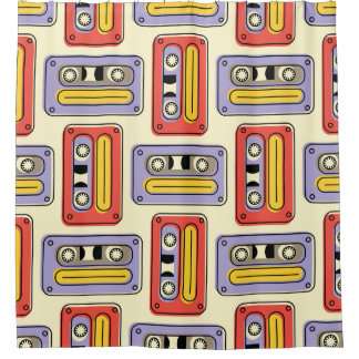Rideaux De Douche Bandes cassettes rétro : motif sans soudure.