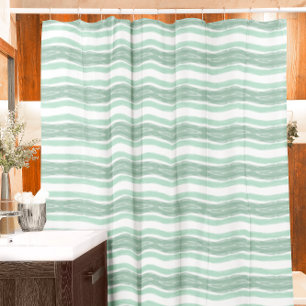 Rideaux De Douche Bandes d'aquarelle verte Sage