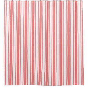 Rideaux De Douche Bandes de bonbons corail et blanc