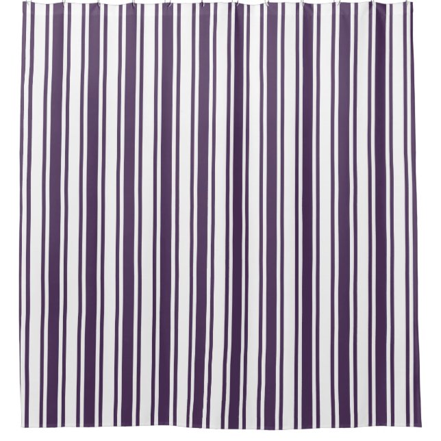 Rideaux De Douche Bandes de bonbons violettes foncées et blanches (Devant)