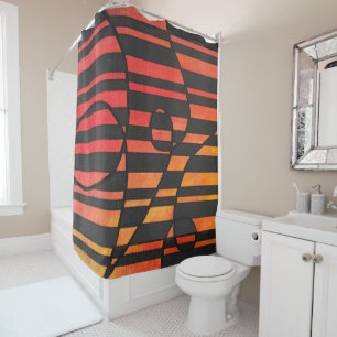 Rideaux De Douche Bandes de coucher de soleil abstrait avec des form