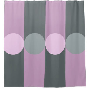 Rideaux De Douche Bandes de géométrie rétro Cercles gris violet